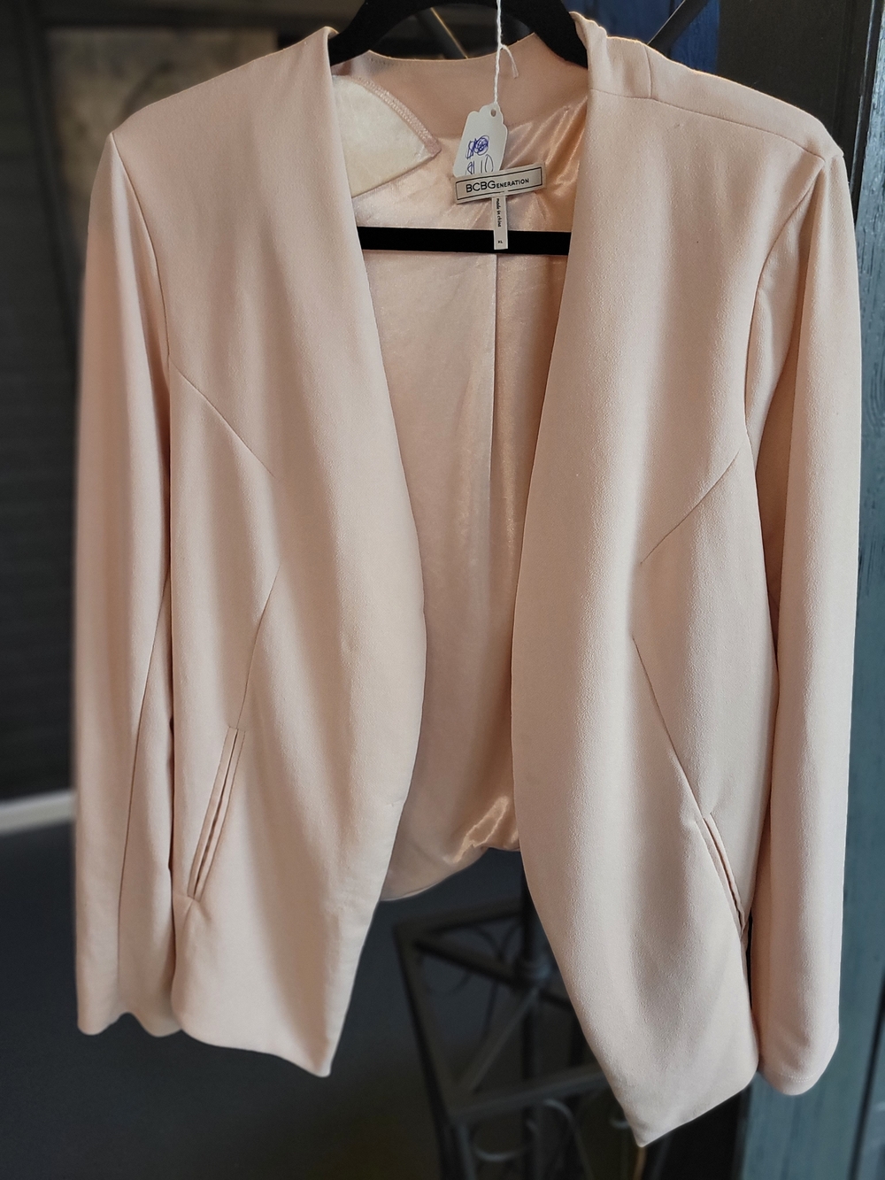 BCBGMaxAzria Blush Pink Open-Front Blazer